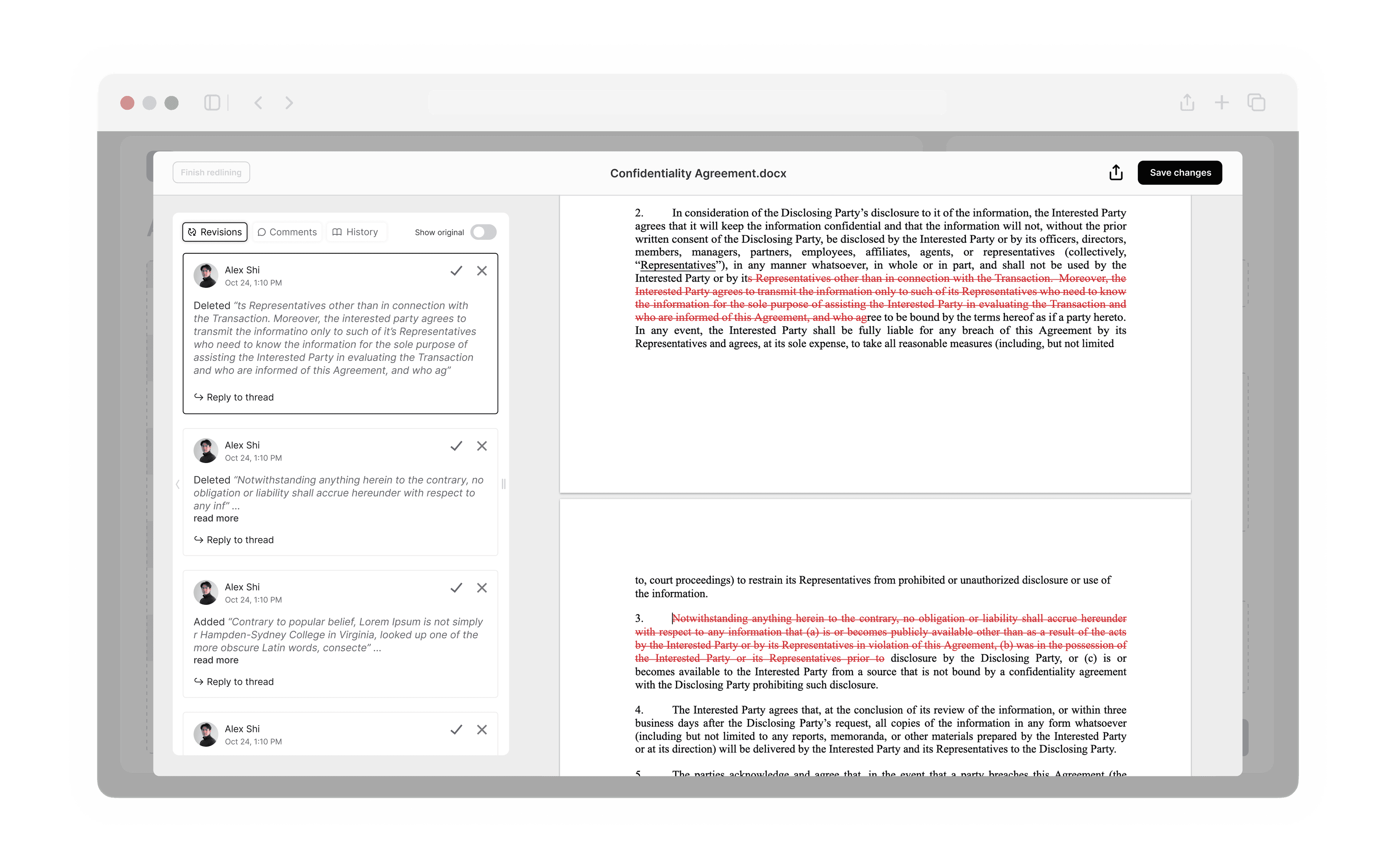 Redlining API editor preview